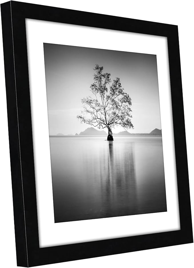 Americanflat 10x10 Picture Frame with Shatter-Resistant Glass - Use as 8x8 Frame with Mat or Display 10x10 Photo Without Mat - Signature Collection - Square Frames for Wall Display - Black | Shatter-resistant glass, sawtooth hangers included, secure tu...