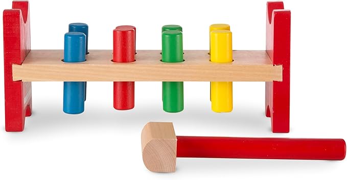 Melissa & Doug Deluxe Wooden Pound-A-Peg Toy With Hammer - FSC Certified