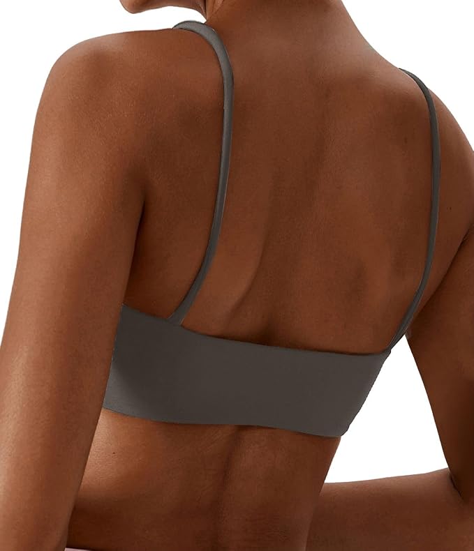 Comper Women's Sports Bras Wirefree Racerback Workout Bras Sexy Thin Straps Yoga Sport Bras with Removable Pads