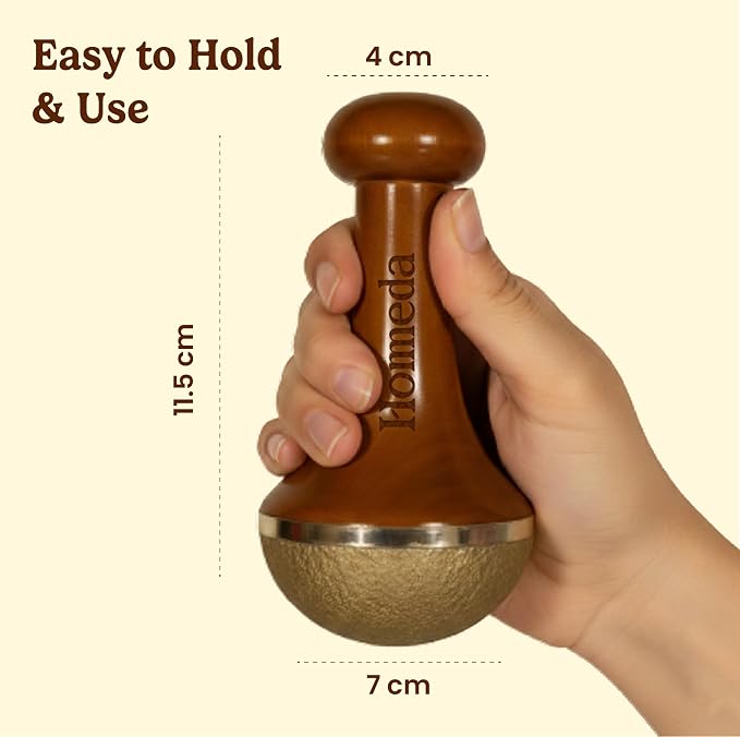 Kansa Wand Vatki Ayurveda Foot Massager - Indian Skincare Tool - SWA Kansa Wand for Feet & Face Relazation, Wellness & Detox - Ayurveda Gifts (Single Big Bowl)