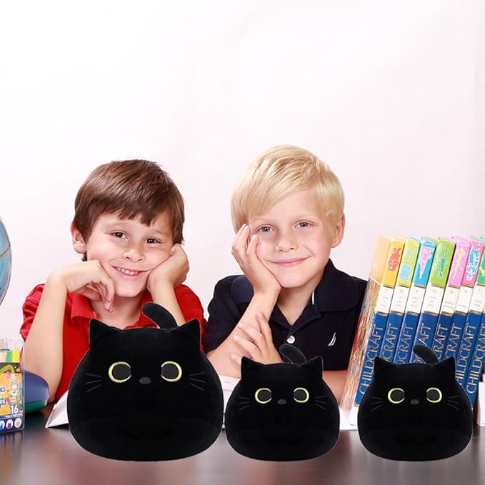 Mini Cat Stuffed Animal Cute Cat Plush Doll Toy for Girls Boys Christmas 3 Pieces (3 zhiblack cat)