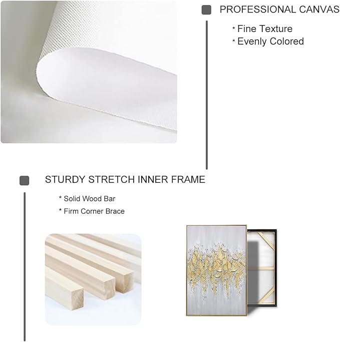 Zessonic Abstract Glam Gold Textured Hand-Painted Thick Wall Art,24"x36"x3 | Framed Modern Glam Gold Hand-Painting Canvas Art for Bedroom Decor Glitter Abstract Artwork for Living Room Bedroom Office