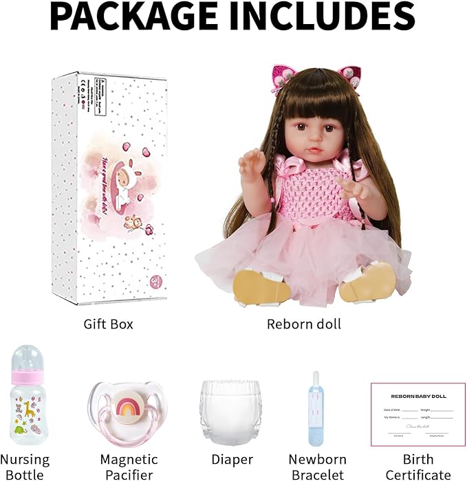 SCOM Lifelike Reborn Dolls Girl -20 Inch Realistic Baby Doll Newborn Baby Dolls,Lifelike Baby Doll Silicone Toddler Clothes Gift Set for Age 3+