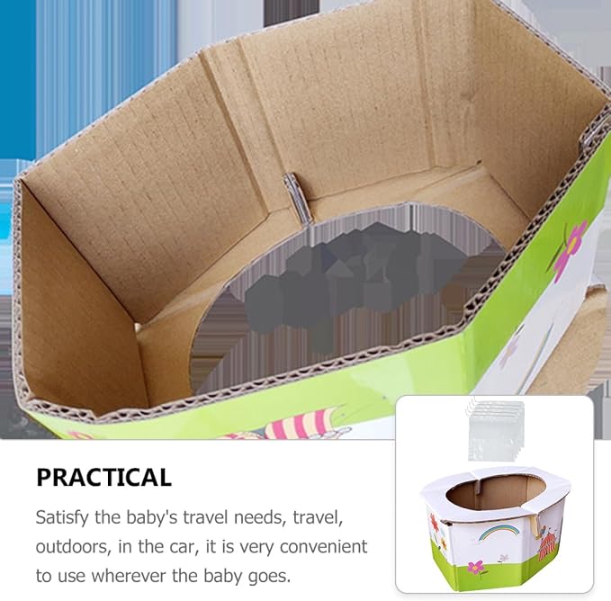 FRCOLOR Portable Foldable Paper Toilet with Travel Potty Seat for Boy Girl Compact Portable Toilet for Outdoor and Car Use Practical Foldable Closestool for Travel Potty Training