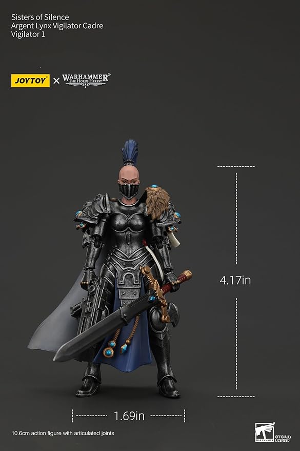 JOYTOY Warhammer Horus Heresy Sisters of Silence Argent Lynx Vigilator Cadre Vigilator 1, 1:18 Scale 4.17in Action Figure Mecha Joy Toy Collection Model