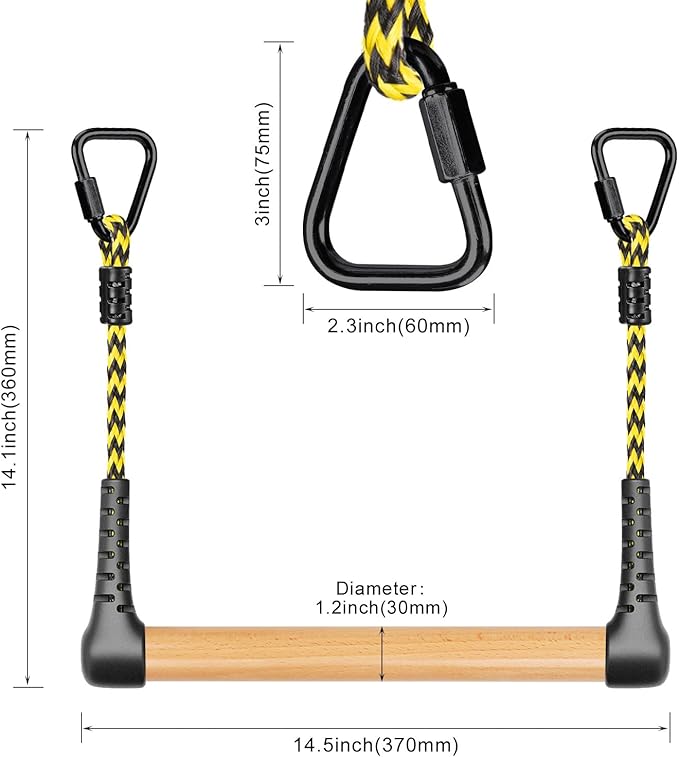 SELEWARE 2-Pack Kids Monkey Bars for Backyard & Indoor – Hanging Monkey Bars Ninja Line Accessories, Ninja Warrior Accessories for Obstacle Course Training