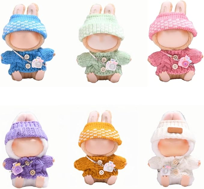 Clothes for Doll, 3 Piece 17cm Doll Clothes, Stylish Hat & Overalls & Small Camera Outfit Set, Suitable for Dolls Accessories (NO Doll) (Pink)
