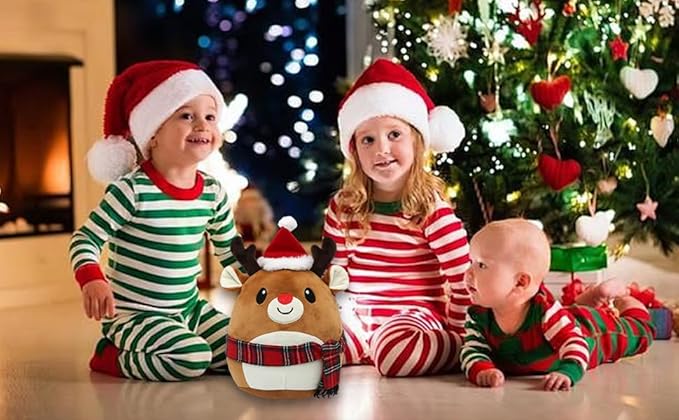Milu Deer Plush Toy Milu Deer Stuffed Animal Cute Christmas Milu Deer Plushies Pillow Soft Plushie Doll Gifts for Kid Decor, Christmas Milu Deer Plush(11 Inch)