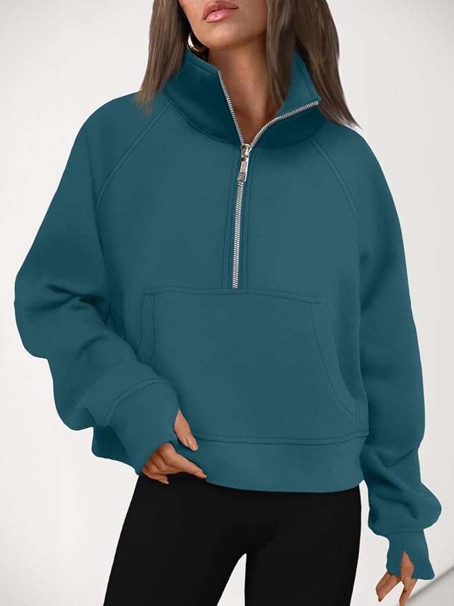 AUTOMET Womens Sweatshirts Half Zip Fleece Pullover Fall Outfits | Fall Fashion Clothes 2026,Cropped Sweatshirts,Cute Y2k Tops,Quarter Zipper Sweater,Winter Loungwear Outfits