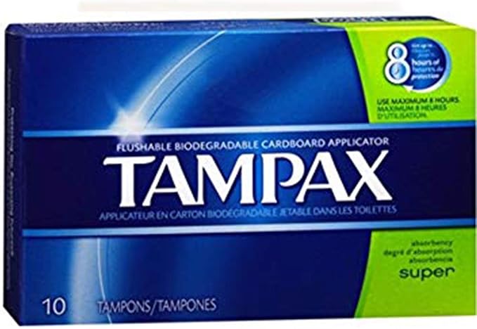 Tampax Flushable Super Tampons - 10 ct, Pack of 5