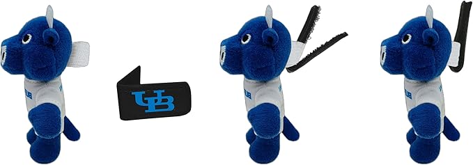 Bobbi-Dobbiez Attachable Plushie University at Buffalo Victor E. Bull Mascot – Attaches to Backpacks, Bags, Shoes, Water Bottles, and More