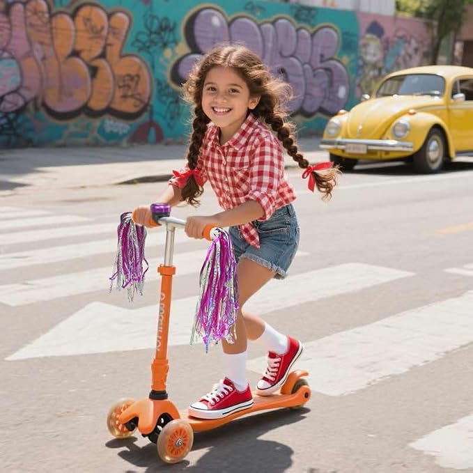 PLATT Kid's Bicycle Handlebar Streamers Colorful Ribbons Tassel for Girls Boys Bicycle Handlebar Scooter Handgrip (1Pair) (shiny pink)