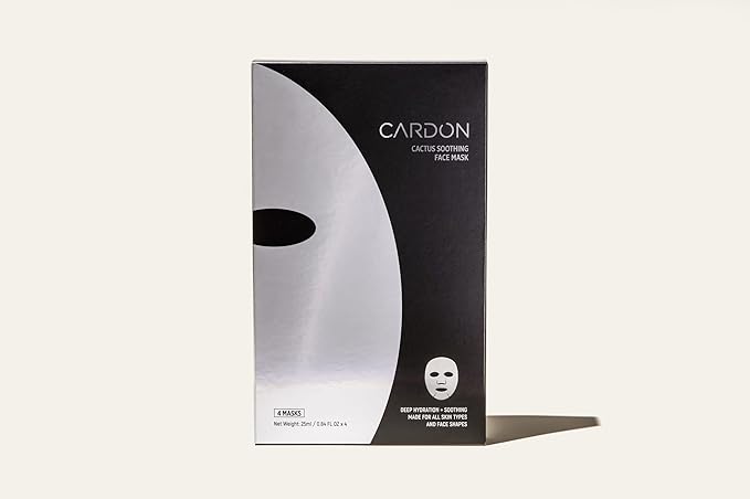 Cardon Cactus Soothing Sheet Mask | Korean Sheet Masks for All Skin Types | Korean Skin Care Mask | Vitamin E, Cactus Extract, Heartleaf, Cica | 4-Pack