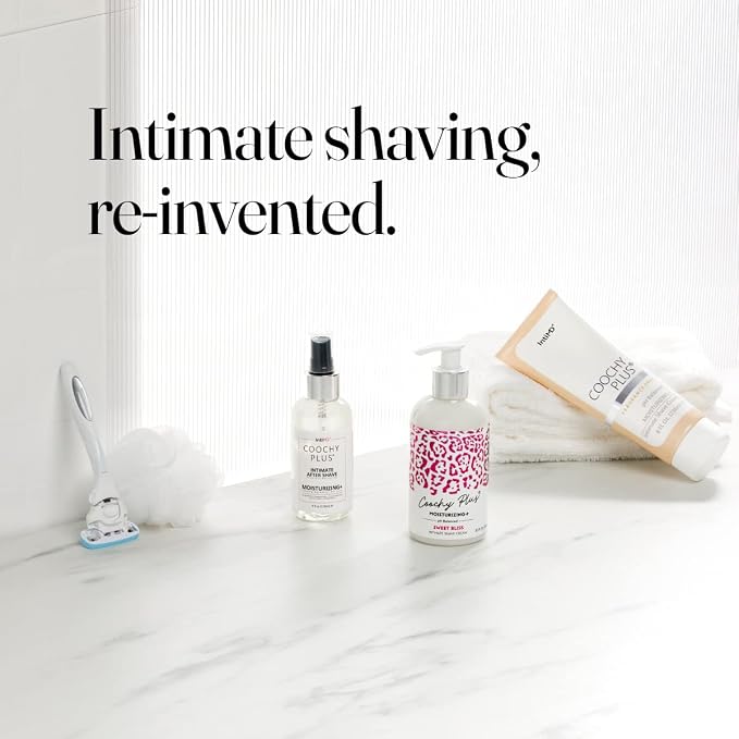 IntiMD Coochy Plus Intimate Shaving Complete Kit - Antioxidant Formula Prevents Razor Burns, Itchiness & Ingrown Hairs - Fragrance Free Shave Cream+After Shave Mist