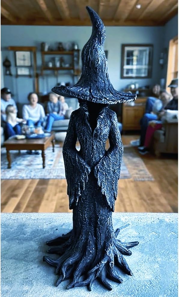 Witch Statue Resin Crafted Desktop Ornament Home Decoration Retro Magician Mysterious Curse Theme Statues Figurine Halloween Festival Decoration