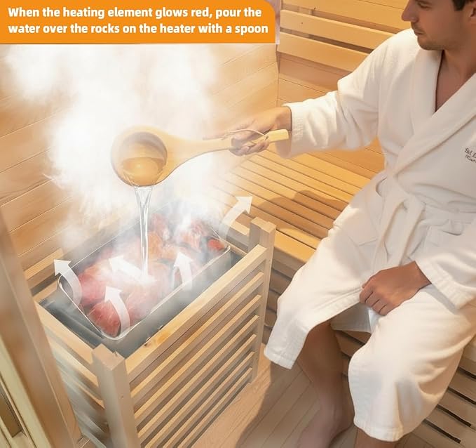 ZONEMEL Traditional Wooden Steam Sauna Room, 2 Person Canadian Hemlock Luxurious Indoor Sauna with 3.5 KW Harvia Stove Heater, Bluetooth Speaker, Sauna Stone, Wooden Bucket, Scoop, Reading Light, 220V