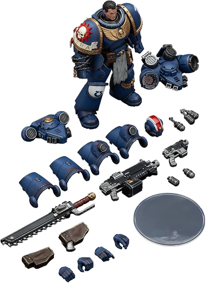 JOYTOY 1/18 Action Figure Warhammer40K Ultramarines Brother Chairon-Sergeant Gadriel-Lieutenant Titus-Collectors Edition 3PCS Collection Model Birthday Gifts