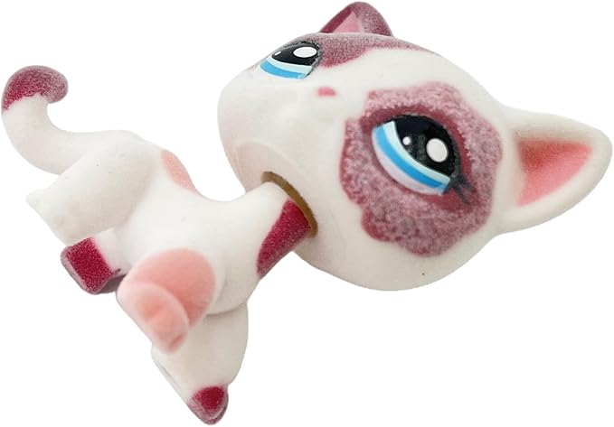 Custom Flocked Pet Shop Toy Fuzzy Animal Figure Short Hair Cat Kitty Kitten Deer OOAK (Pink #2291)