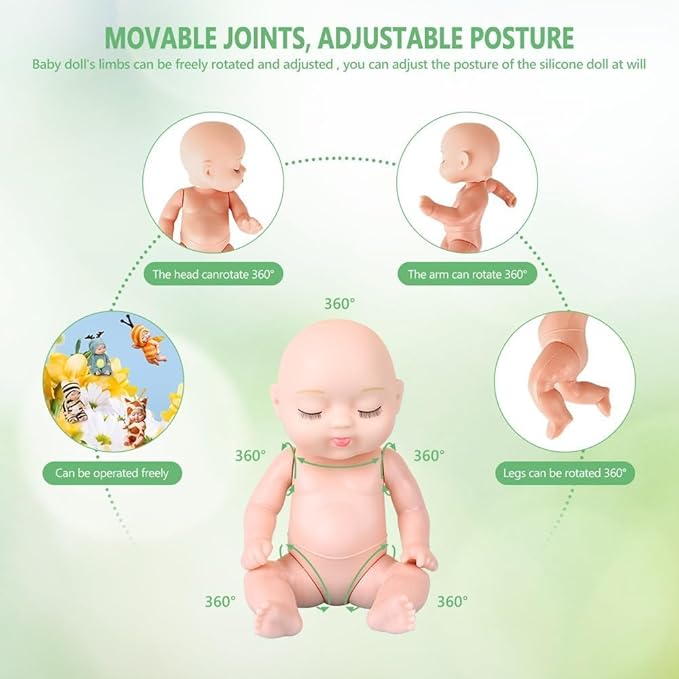 6 Pcs Adorable Mini Baby Dolls with Cute Animal Outfits & bunk Bed , Realistic Mini Babies & Dolls for Endless Fun(Style C)