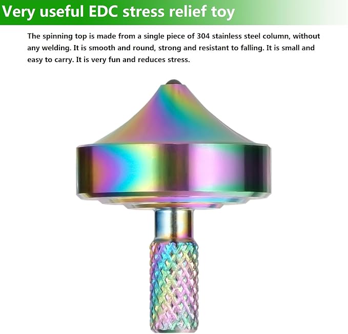 Stainless Steel Spinning Top, Precision Mini Desktop Gyroscope, Kill Time Reduce Stress ADHD Toys, Perfect Balance Gyro (Iridescent Style 3)