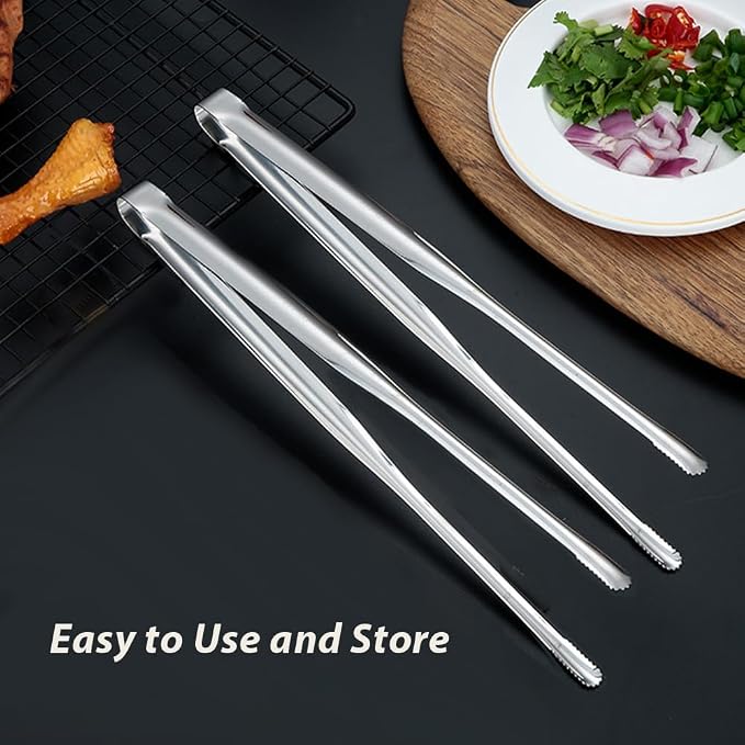 2 Pcs Korean BBQ Tongs Kitchen,Stainless Steel Meat Grill Tong For Cooking Portable Kitchenware Grill Tongs for Home Outdoor Steak Salad Food