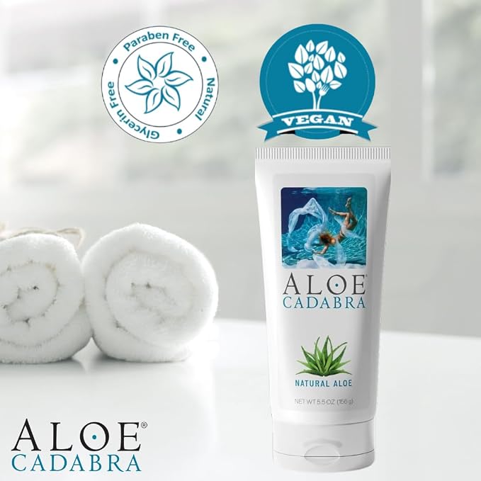 Aloe Cadabra Natural Water Based Personal Lubricant and Vaginal Moisturizer, NSF Certified Organic Aloe Lube for Men, Women and Couples, Non-Staining, pH Balanced (Unscented 5.5 Ounces, 1 Pack)
