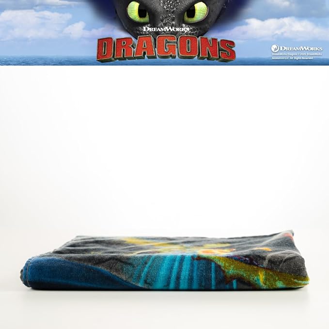 How to Train Your Dragon Toothless Kids Super Soft Cotton Bath/Pool/Beach Towel, 58 in x 28 in, (Offically Licensed Product) by Franco