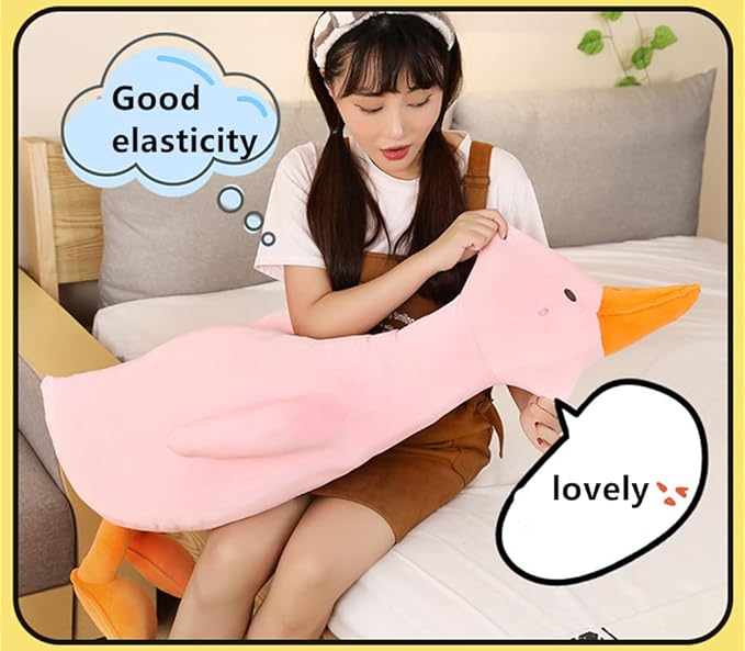 KEWO Duck Plush Pillow Stuffed Animal Toy, Cute Giant Goose Plush Duck Stuffed Animal,Soft Hugging Pillow for Kids Bedding (Pink,25.5 in)