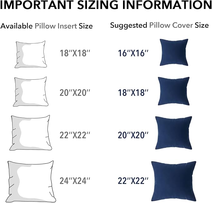 Oubonun 20 x 20 Throw Pillow Inserts Set of 4 | Firm and Fluffy Decorative Square Pillows for Couch Bed Sofa with Soft Cotton Cover White Cushion with Down Alternative