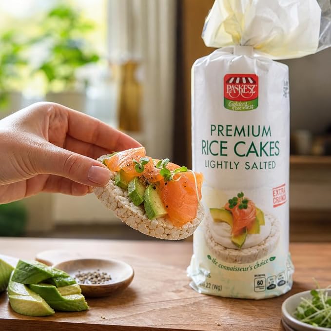 Only Kosher Candy Premium Rice Cakes Lightly Salted - Whole Grain, Gluten Free, Non-GMO, Low Calorie Healthy Snack - 60 Calories Per Cake - Round Thick Rice Cakes (Pack of 12)