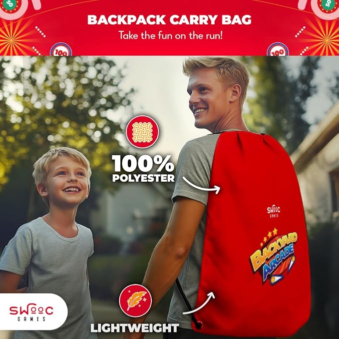 Swooc Gamesยฎ - Backyard Arcadeโข | 2-in-1 Bean Bag Toss Game for Kids w/Carry Bag | 5-Second Setup & Storage | Outside Toys for Toddlers | Carnival Games for Kids | Outdoor Toddler Activities