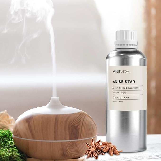 VINEVIDA Anise Star Essential Oil 32 oz - Undiluted for Candlemaking and Soap Making - DIY Candle Scents - Bulk Oil