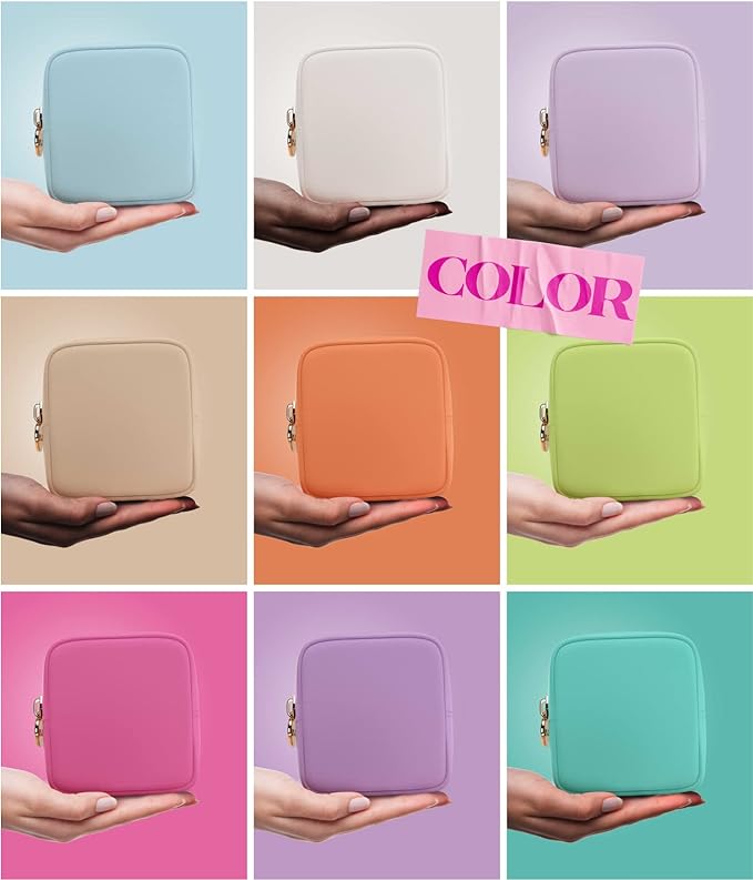 Embla Small Makeup Bag for Purse, Mini Waterproof Nylon Cosmetic Pouch, Durable and Lightweight Travel Toiletry Bag with Smooth Zipper, Lavender