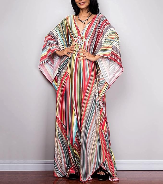 Venasha Womens Caftan Floral Print Kaftan Dress Short Sleeve Swimsuit Cover up Loungewear for Summer