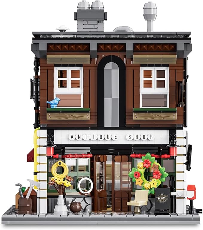 Antique Shop Lighting Building Blocks Kit, 1954 Pcs Modular Construction Building Model Sets, Assembly Gift for Teens and Adults