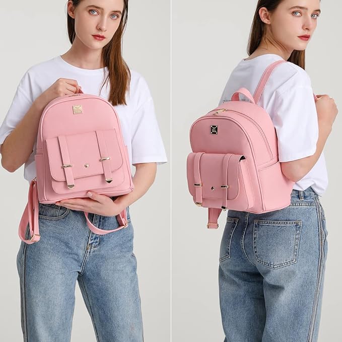 MACCINELO Cute Leather Mini Backpack Purse for Women Bowknot Small Backpack for Girls gift Rucksack Ladies Shoulder Bag 3pcs