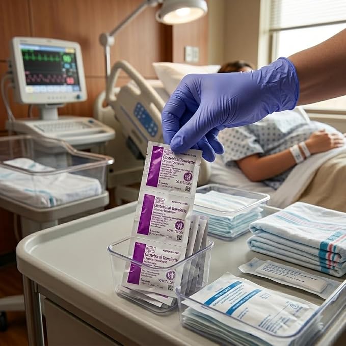 Hygea Obstetrical Towelette, Postpartum Care, Feminine Personal Cleansing Wipe With Benzalkonium Chloride, Individually Wrapped, 100 Wipes Per Box