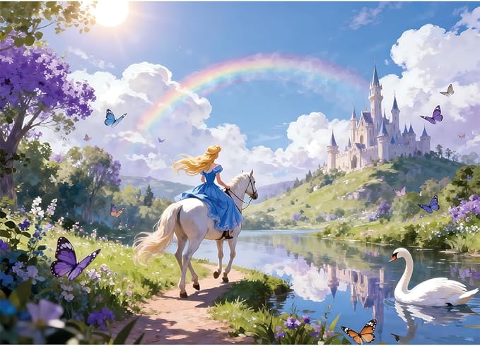 1000 Pieces Jigsaw Puzzles for Adults, Magic Series - Premium Fantasy Art & Seamless Interlock, Challenging Brain Teaser, Large 28" x 20", Great Gift Idea & Home Decor(Princess and Castle)