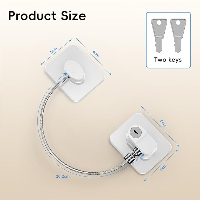 4 Pack Refrigerator Locks with 8 Keys, Child Safety Lock for Fridge Door Locks, Cabinets, Freezer, Desk Drawers, Wardrobes, Closets, Windows-No Tools Need or Drill (Patent)