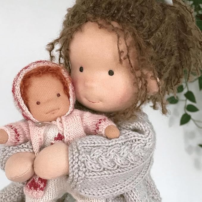 Waldorf Doll Handmade, Handmade Waldorf Doll, 12 inch Vintage Crocheted Doll (30)
