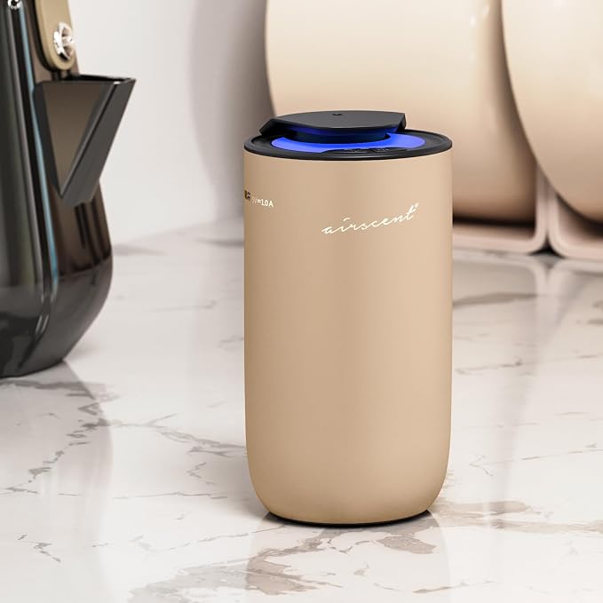 The AirScent Mini Waterless Diffuser - Gold Finish - 15 mL Capacity | Fragrance Oil Aromatherapy Diffuser For Aesthetic Scenting for Homes, Offices, Spas and Hotels - Night Light Feature