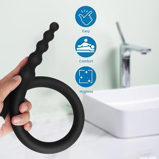 Shower Enema Douche Nozzles , 4 Holes Water Spray Comfortable Silicone Nozzles Enema , Reusable Shower Enema Hose, Black