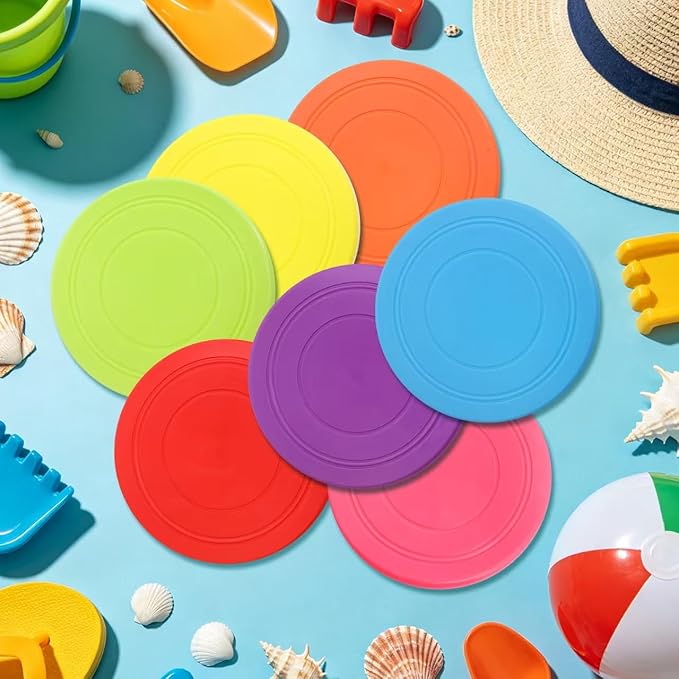 ceiba tree 24 Pcs End of Year Student Gifts from Teacher 7 inch Flying Disc Rubber Flyer Disks with Cards End of School Year Summer Gifts Bulk for Students Lawn Sport for Beach