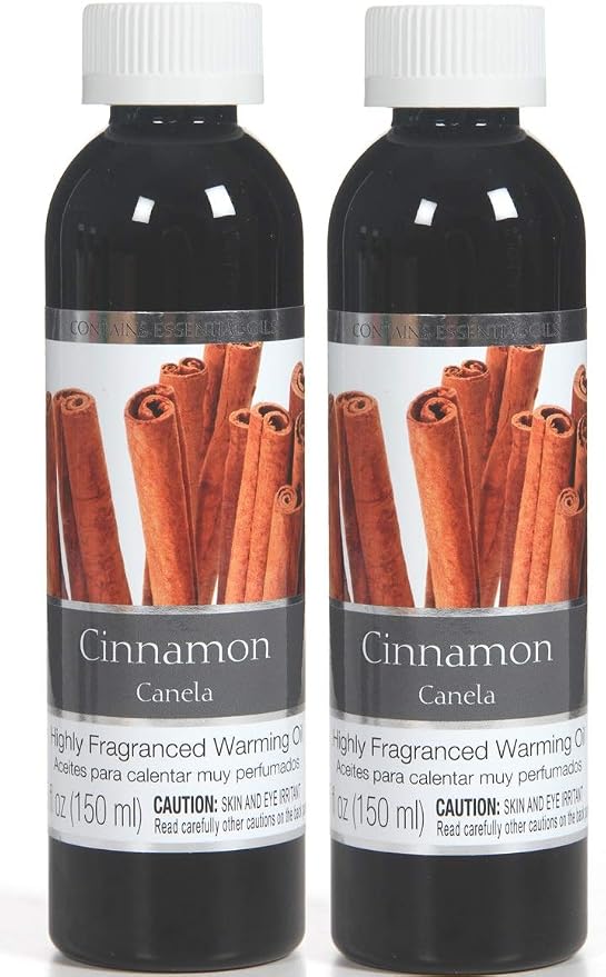 Hosley Set of 2, 5 oz Cinnamon Fragrance Warming Oils. Ideal Gift for Weddings, spa, Reiki, Meditation, Bathroom Settings. P1