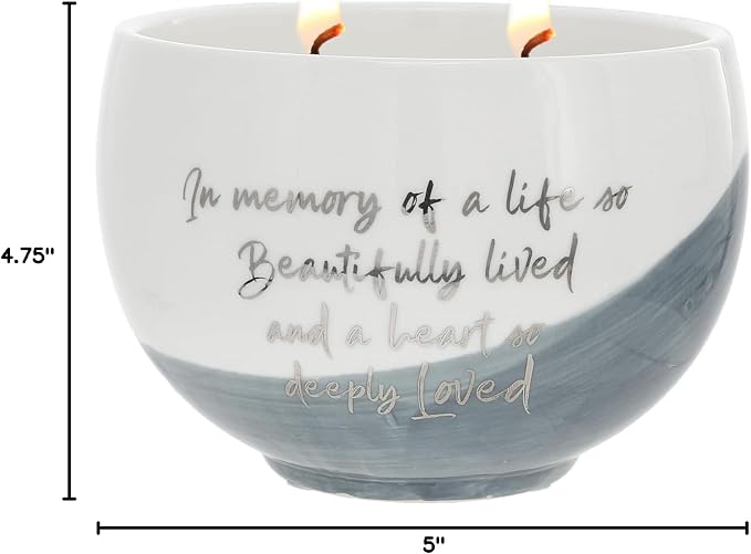 Pavilion Gift Company - in Memory of A Life So Beautifully Lived and A Heart So Deeply Loved - 15oz Soy Wax Single Wick Candle in Ceramic Vessel in Memory Loss of Loved One Remembrance Grief Gift