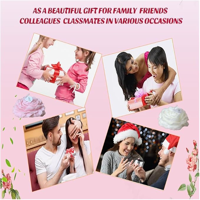 Peony Candles Gifts for Women, Soy Wax Aromatherapy Candle, Room Decor Cute Flower Shaped Scented Candles (White+Pink)