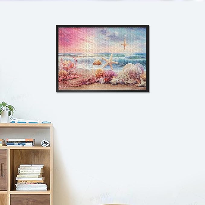 Jigsaw Puzzle 1000 Pieces for Adults, Beach Shells Adult Puzzles, 1000 Piece Puzzles, Beach Shells Challenging Puzzle Perfect for Game Nights Educational Toy Finished Size 19.5 x 27.5 Inch