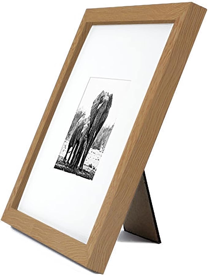 Americanflat 8x8 Picture Frame with Shatter-Resistant Glass - Use as 4x4 Frame with Mat or Display 8x8 Photo Without Mat - Signature Collection - Square Frames for Tabletop and Wall - Dark Oak | Shatter-resistant glass, wall or tabletop display with in...