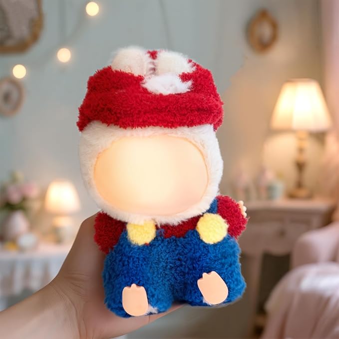 17cm Handmade Doll Clothes Outfit Set,Dolls Keychain Accessories for Kawaii Clothing Set with Details Outfit Accessories, Red T-Shirt + Blue Overalls + Red Hat,3-Piece Set (NO Doll)