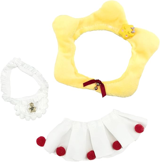 Clothes for Doll, 17cm Doll Clothes Set Suitable for Dolls Accessories - Headband + Scarf + Skirt (NO Doll),Yellow Star